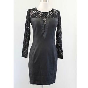 Black leather and lace dress